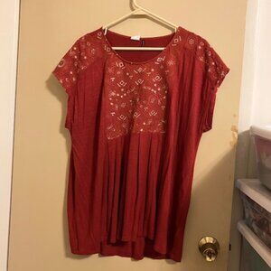 Anthropologie Boho Top with Gold Embellishments